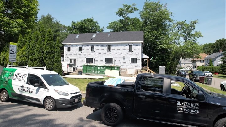 Azek Trim/fascia /sofit installed on the Dedham exterior project. Up next @jameshardie install ☘️